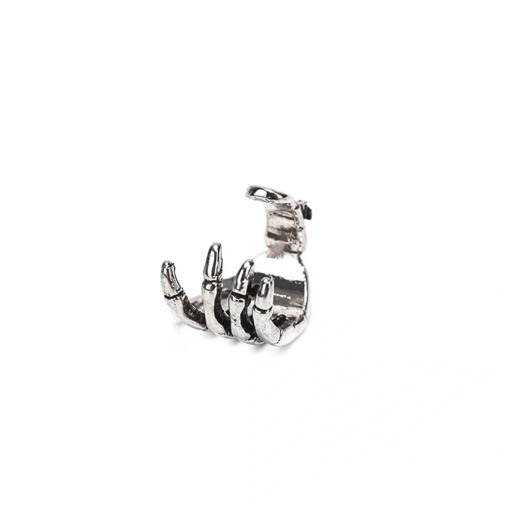 Set of 2 Silver Skeleton Hand Ear Cuff Earrings